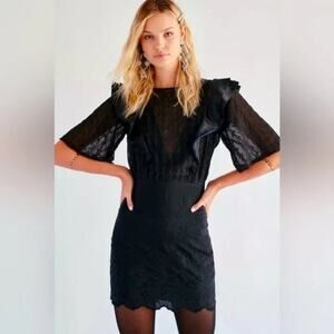 Free People Mackenzie Mini Dress - Black Eyelet + Open Back - Size 8 – NWT 🔥✨